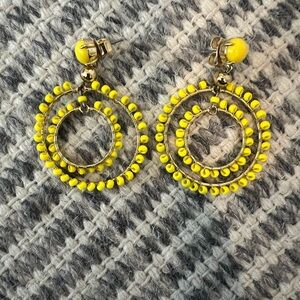 J. Crew Yellow Beaded Hoop Earrings